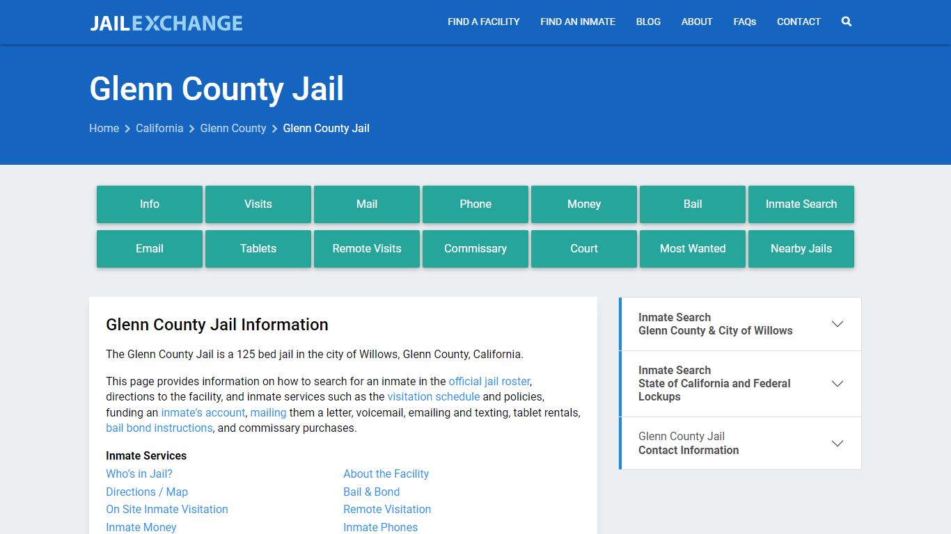 Glenn County Jail, CA Inmate Search, Information